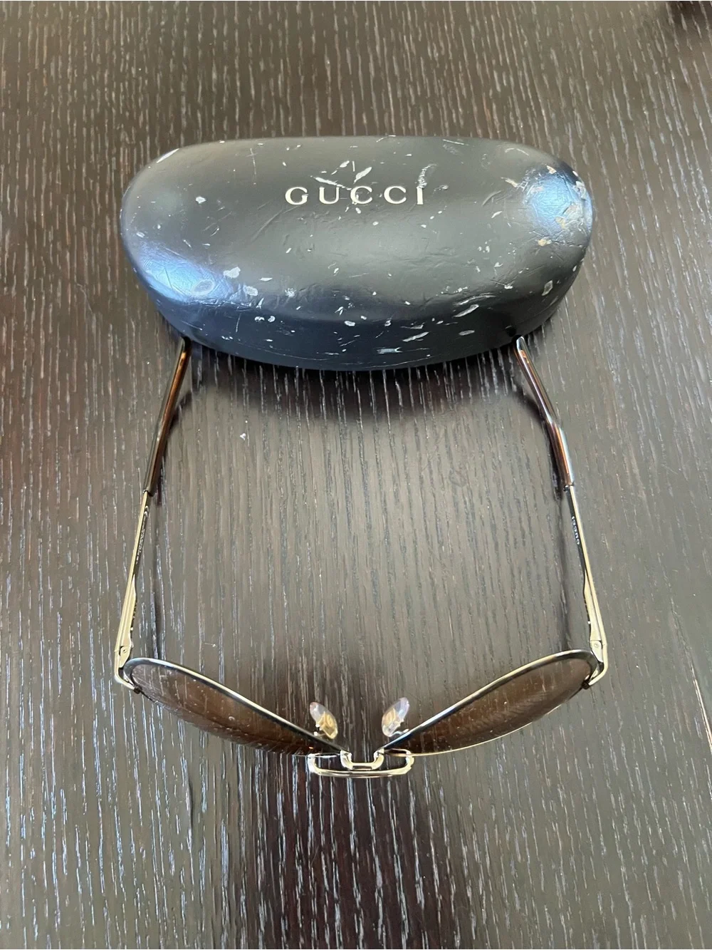 Gucci Men's Aviator Sunglasses with Brown Gradient Lenses and Gold Frame